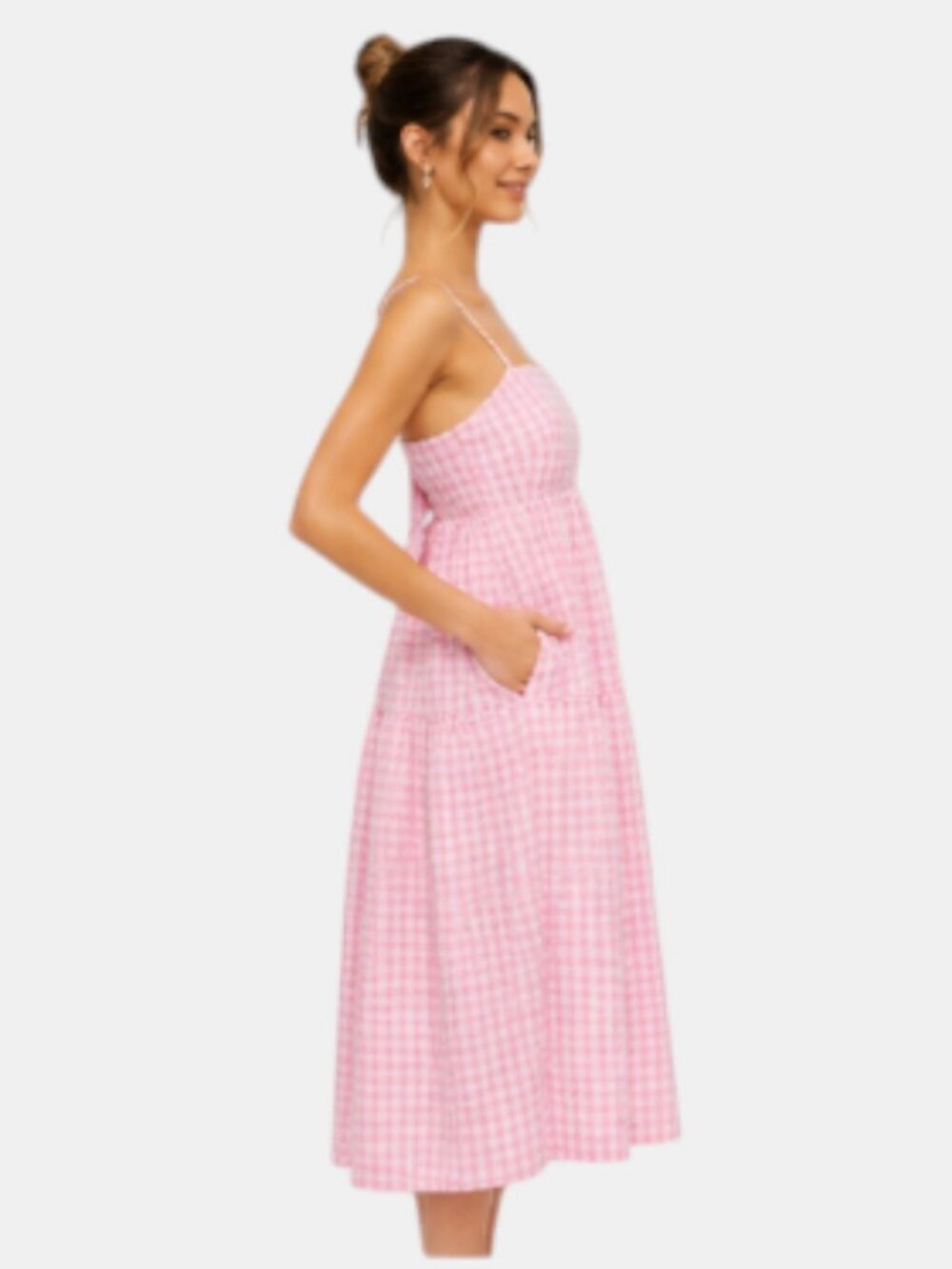 NWT J.CREW PINK GINGHAM BOW BACK MIDI DRESS WOMEN'S S SIZE 14 - Picture 4 of 8